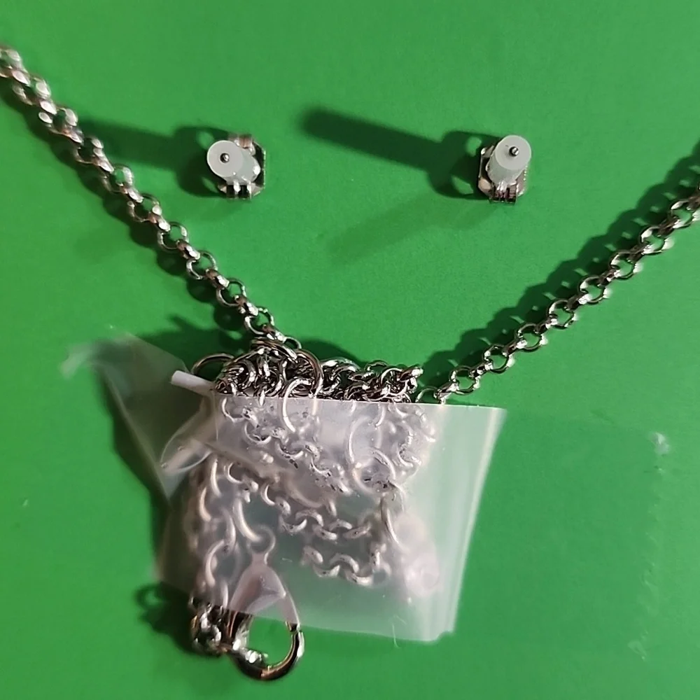 Disney Green and Silver Mickey Mouse St. Patrick's Day Jewelry Set